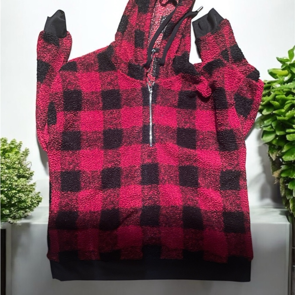 Red and Black Plaid Hoodie